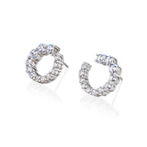 עגילים כסף צמודים חישוק פתוח ומדורג משובץ זרקונים